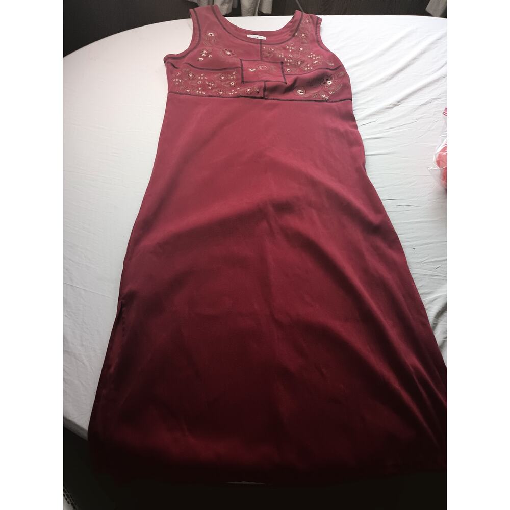 White Stag‎ Vintage Embroidered Red Maxi Dress Cottage core Prairie Medium